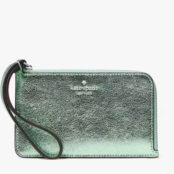 Kate Spade Lucy Metallic Small L-zip Wristlet Bag Wallet Purse - Picture 7 of 9